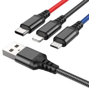 Hoco X76 Super 3-in-1 (iP+ Type-C+ Micro) Charging Cable