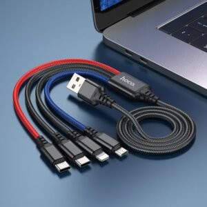 Hoco X76 Super 4-in-1 (iP+ 2*Type-C+ Micro) Charging Cable