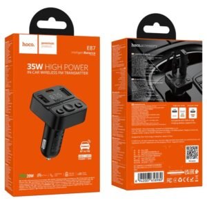 Hoco E87 Delta 35W (2A & 1C) Car BT FM Transmitter Black
