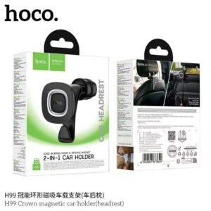 Hoco H99 Crown Headrest Magnetic Car Holder with Bag Hook Metal Gray