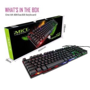 iMICE AK-600 3-color Backlight Spalshproof Wired USB Gaming Keyboard (Black)