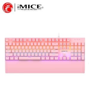 IMICE MK-X10 Wired Mechanical Keyboard (Blue Switch) and Mouse Set (Pink)